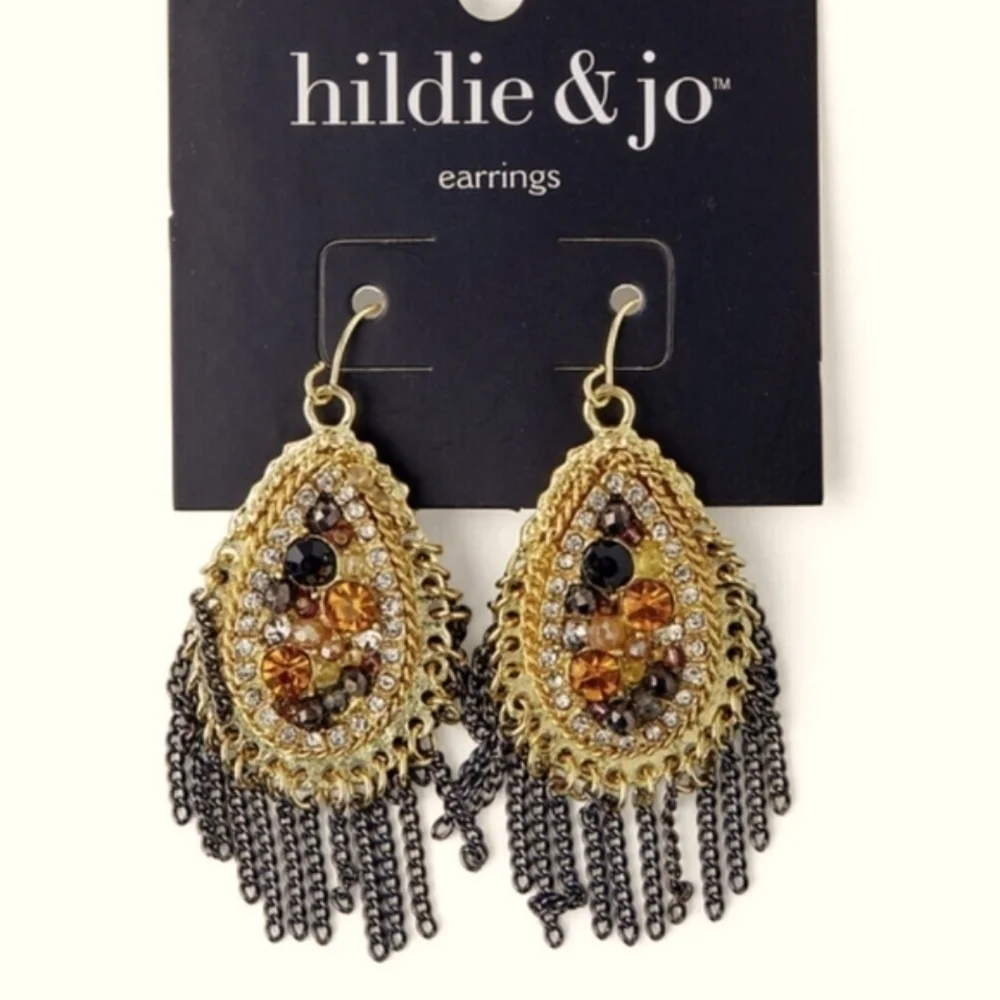 Hildie & Jо Gold & Silver Teardrop Earrings With Beads & Crystals